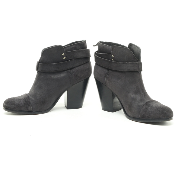 Rag & Bone Harrow Suede Leather Ankle Boots Booties Women EU 38 Black - Picture 11 of 14